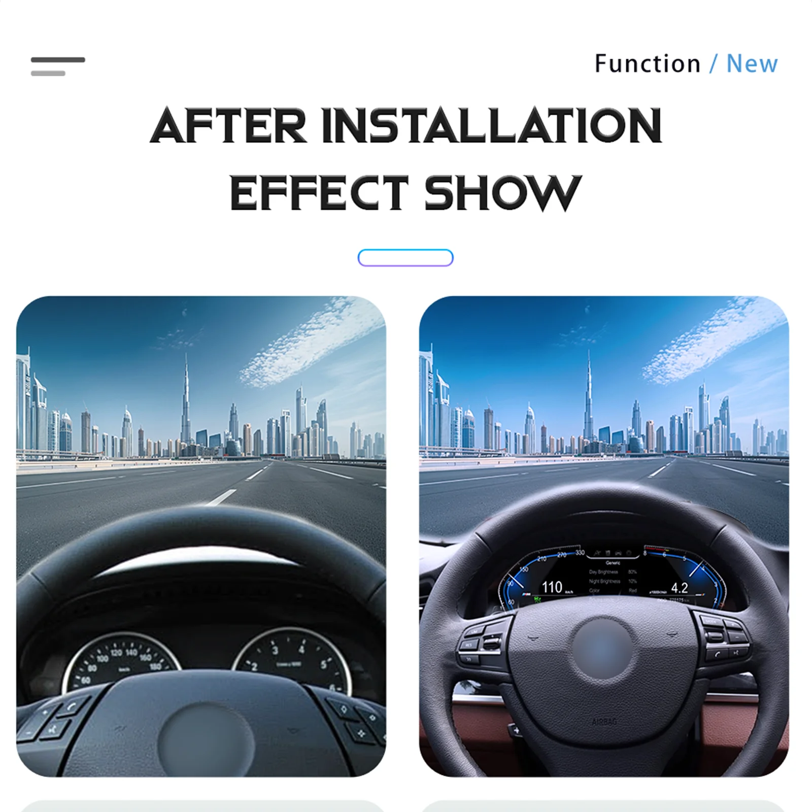 Panel de Instrumentos Digital LCD para BMW Serie 5 E60 E61 E63 E64 CIC CCC Años 2003-2009, Velocímetro Virtual con Función Carplay Inalámbrica 8