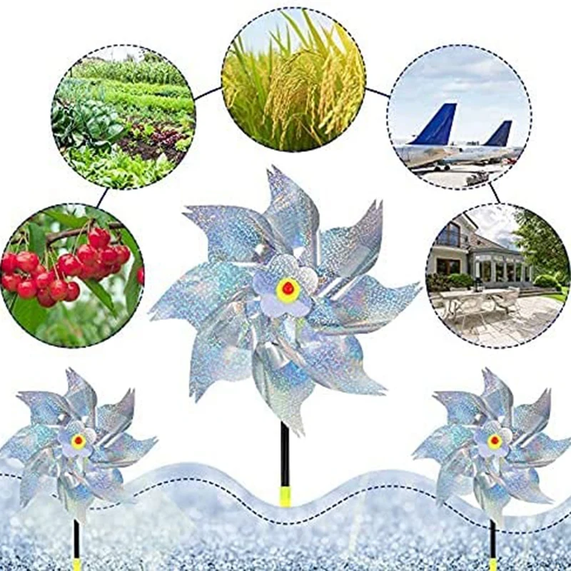 Reflect Pinwheels For Yard And Garden With Reflective Scare Spiral Reflector To Keep Birds Away From House,Garden,Etc