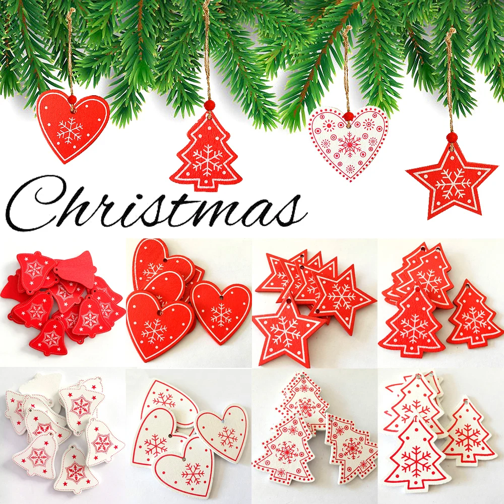 80 Pcs Colgante de Madera para Árbol de Navidad - Rebanadas Colgantes para Decoración, Regalo, Ventana y Fiesta con Cuerda
