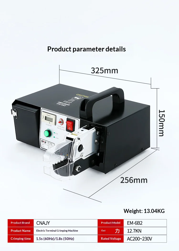 EM-6B2 12.7KN Electric Terminal Crimper 0.25-10mm² 1.5s/1.8s AC200-230V for Indu
