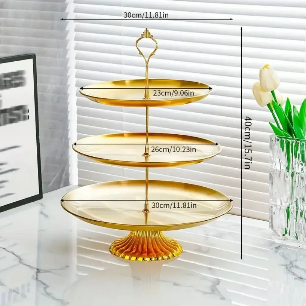1set Cake Stands Cupcake Stand Holder Stainless Steel Cupcake Tower Fruit Plate Cake Tray Snack Ornament Holder Party Decoration