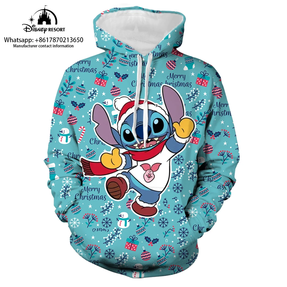 Stitch Cartoon 2022 New Christmas Collection Hoodie Women's Streetwear Fall Long Sleeve Disney Branded Casual Sweatshirt Y2K