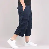 Men's Cargo Shorts Summer Loose Casual Pants Elastic Waist Large Size Outdoor Jogging Sweatpants Trend Multi Pockets 2