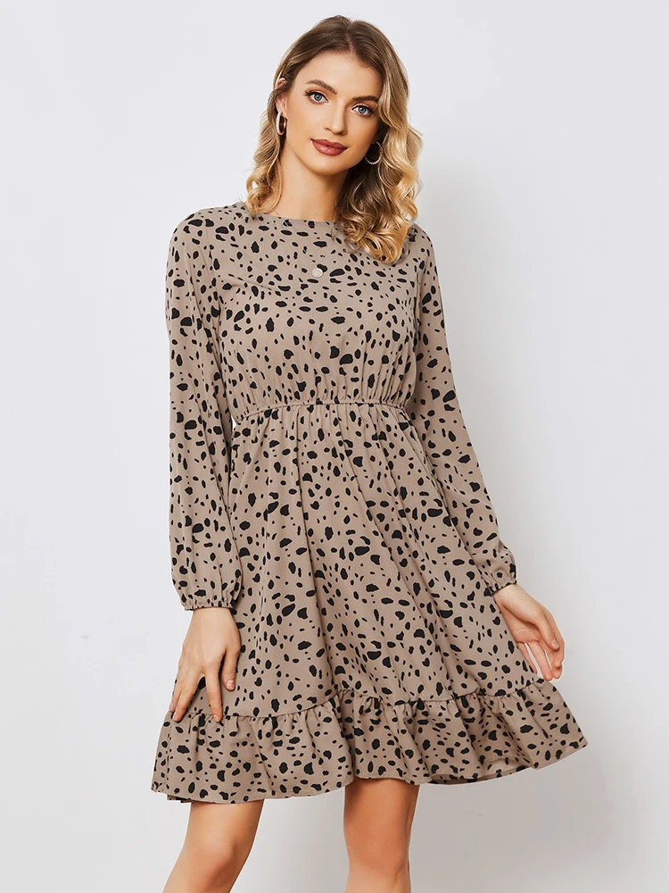 

Женское платье в горошек WYWMY, сексуальное Клубное платье в богемном стиле, женское платье до колена с длинным рукавом, весна-осень 2022