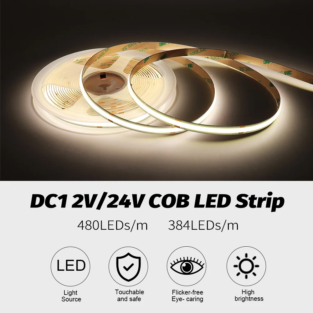 Cob Led Flexible Strip Light, Cob Led Light Strip 12v