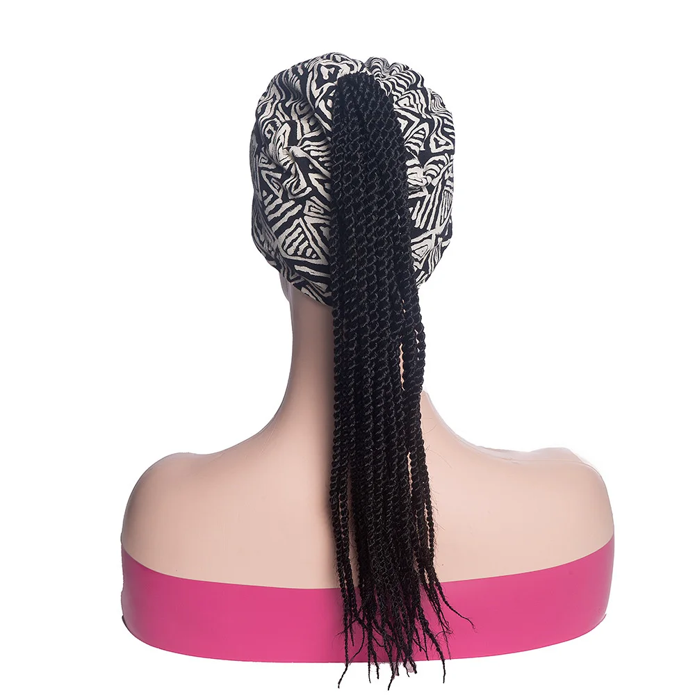 Synthetic Headband Wig Twist Braided Wigs Box Braided Women Braids Ponytail Hair Wigs Daily Use Party Cosplay Cap Heat Resistant