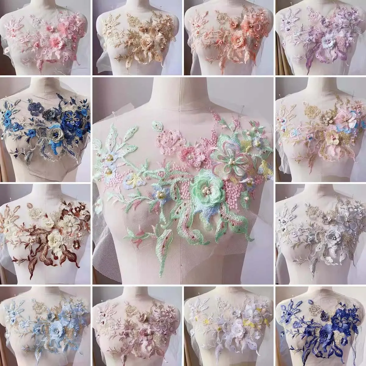 3D-gestickte Aufnäher zum Aufnähen für Kleidung, Blumen-Spitzen-Aufnäher, Hochzeit, Party, Kleid, Brautkleid, Stoffapplikationen, DIY-Reparatur
