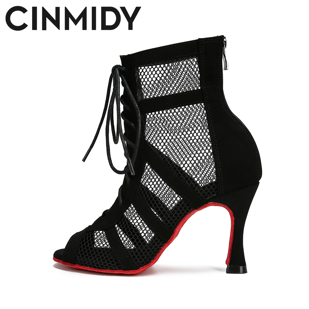 Lace Up Dance Shoes Women Red Sole Latin Dance Shoes Black Ballroom High Heels Tango Modern Jazz Boots dance shoes
