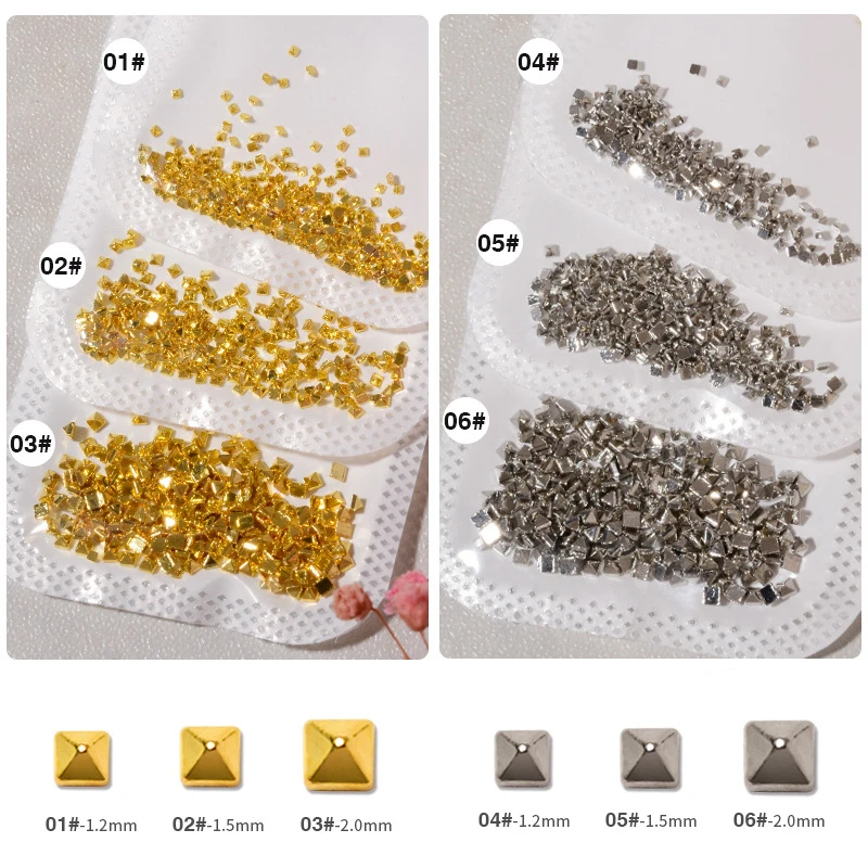 500PCS/Bag Riveting Nail Ornament Gold/Silver Charms Arrow Rivet Metallic Nail Art 1.2/1.5/2mm Punk Spikes Studs Tip Decoration 3