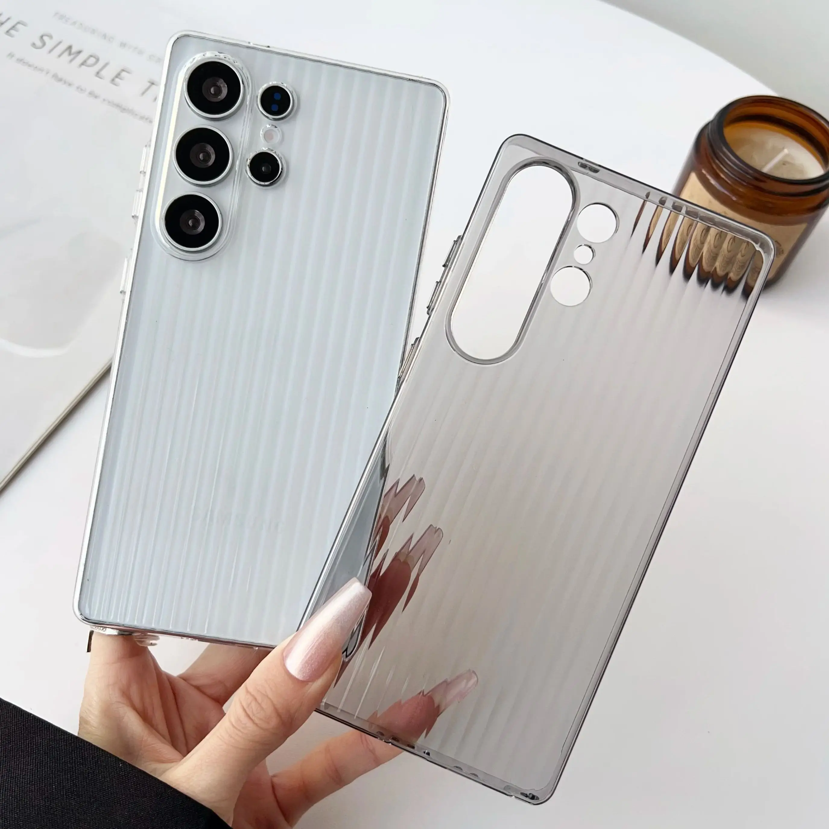 Ultra Thin Frosted Clear Stripe Pattern Hard PC Case - Original Slim Shockproof Armor Cover