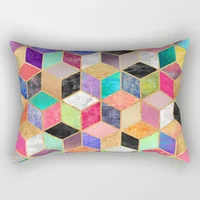 Hot Sale Modern Color Geometry  Pillow Covers High Quality Short Plush Velvet Rectangle Pillow Cases Room Decoration 2