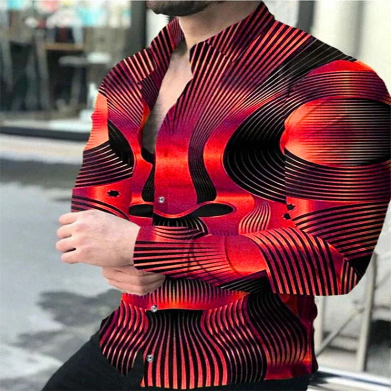 Shirt Tops Men's Creative Gold Purple HD Graphic Print, Long Sleeve Shirt, Soft and Comfortable, Stunning 3D Digital Print s-6XL