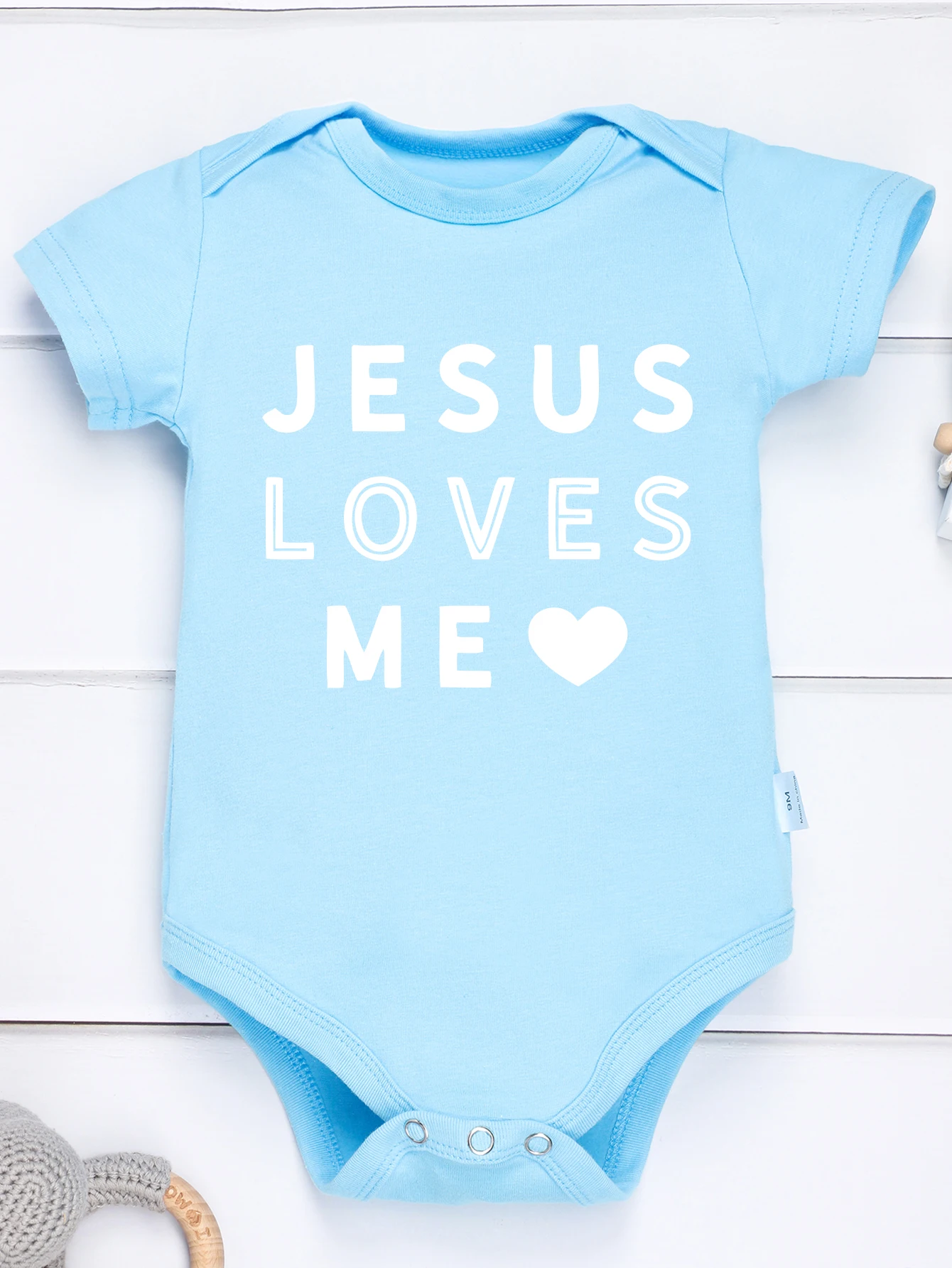 Jumpsuit Crewneck Toddler Jesus Loves Me Print Cute Bodysuit Infant Newborn Onesie Boy Girl Baby 0-24M Rompers 2