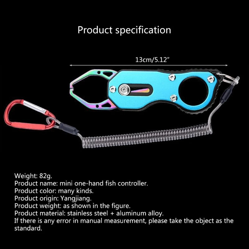 Portable Mini Fish Lip Stainless Steel Fish Holder Tool Grabber Fish  Catcher with Coiled Lanyard Easy to Use
