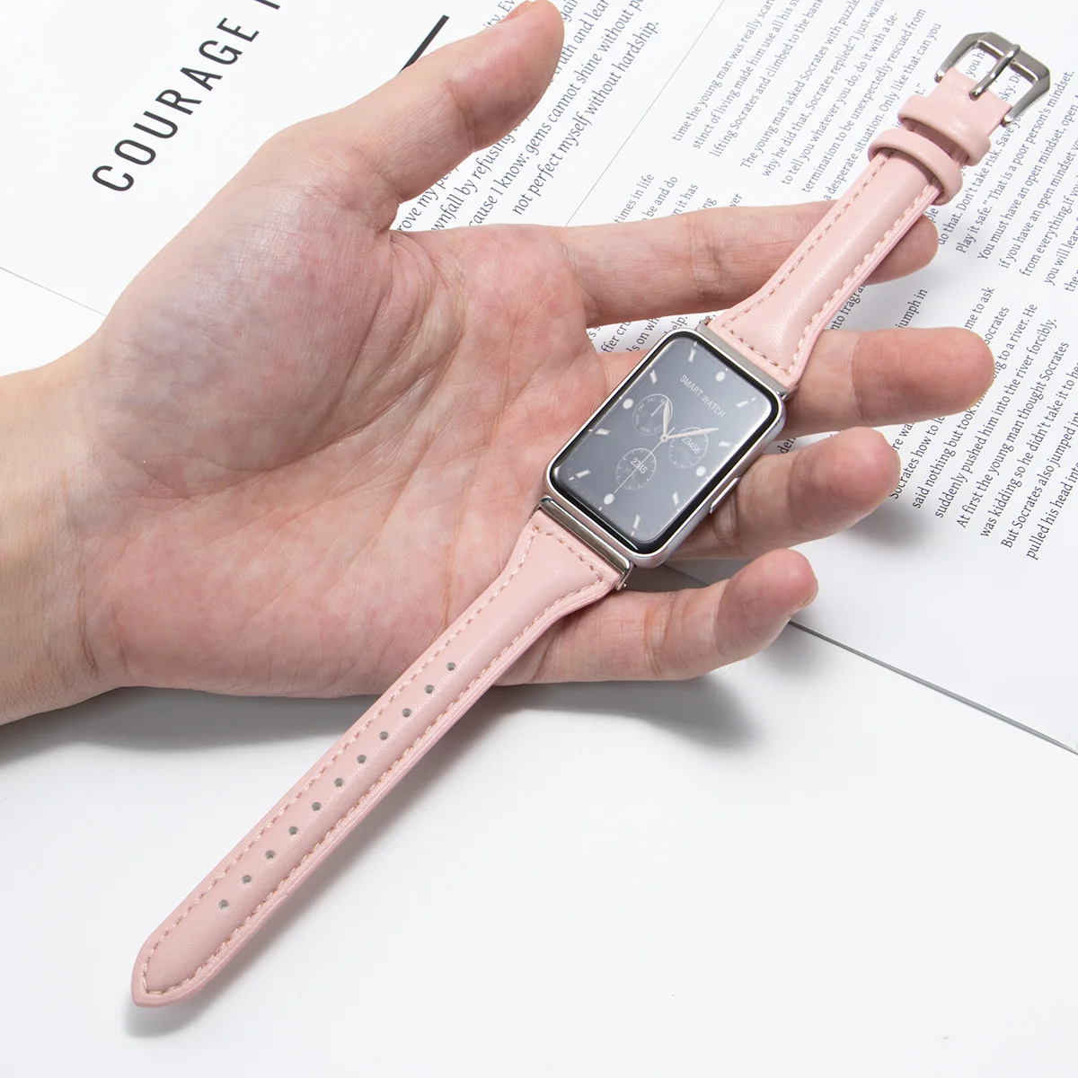 Premium Leather Replacement Band for Galaxy Fit 3 - Sporty Women's Bracelet Strap