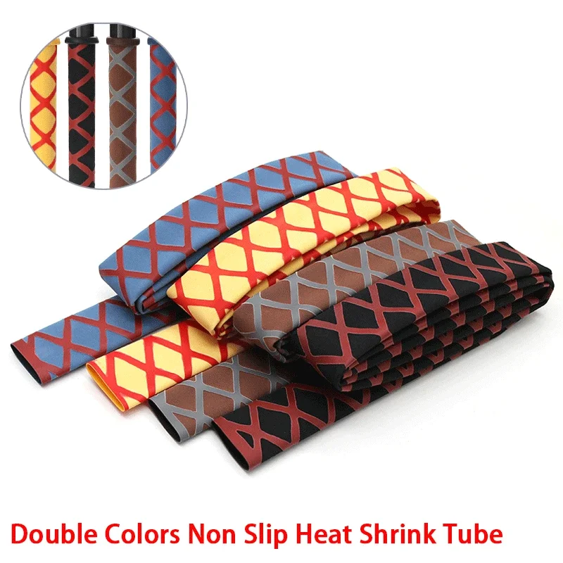 

1m/pcs Double Colors Non Slip Heat Shrink Tube Dia 20/22/25/30/35mm Insulation Protect Waterproof Anti-Slip Fishing Rod Wrap