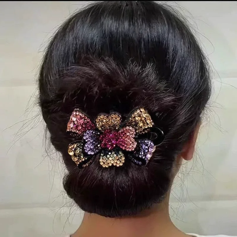 Mutter Acryl Haarschmuck Schmetterling Entenschnabel Blume Haarspange Frauen Neue Kopfbedeckung Mode Strass Haarnadeln zum Einkaufen