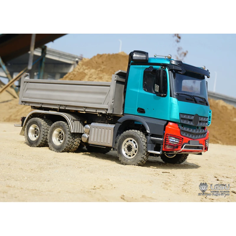 Lesu 1/14 3Axles 3-Way RC Dumper Truck 6X6 Metal Hydraulic tipper Light Sound Group For DIY Tamiyaya Model Toy THZH1217 6