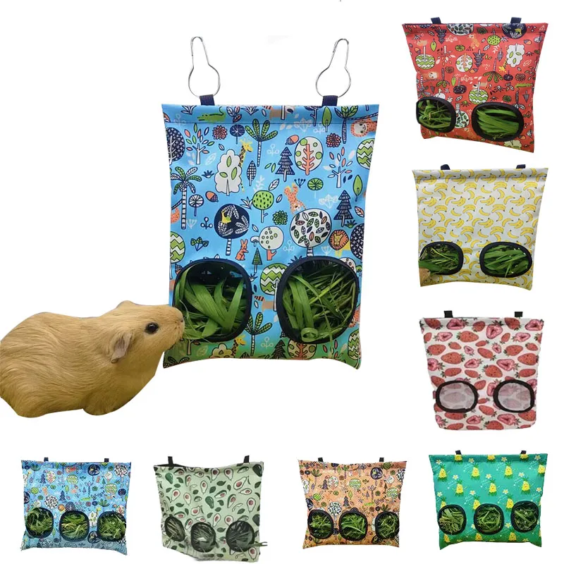 2/3 Holes Hanging Hay Bag Bunny Guinea Pigs Small Animal Feeder Rabbit Food Dispensers Bag Cage Accessories Pet Feeding hay bag rabbit hay feeder pet food feeder small pet cage accessories