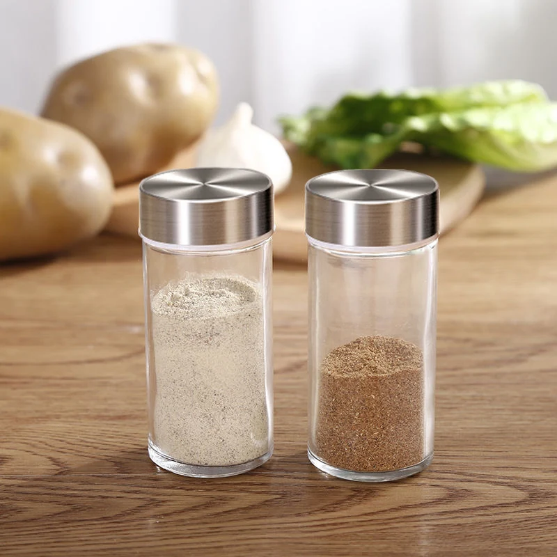 Steel Cover Glass Seasoning Jar Kitchen Crushers Barbecue Salt Bottles Carry Crushers