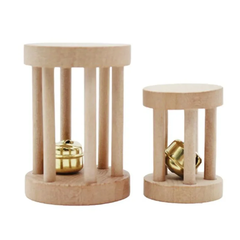 Natural Wood Pet Parrot Raw Wood Toy With Bell Squirrel Bird Hamster Branch Perches Chew Bite Toys Rings Funny Toy For Bird 5