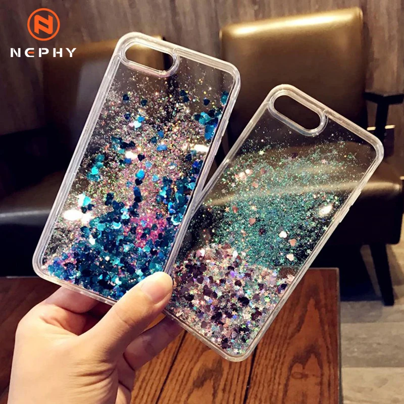 Sparkling Liquid Quicksand Glitter Stars Silicone Phone Case