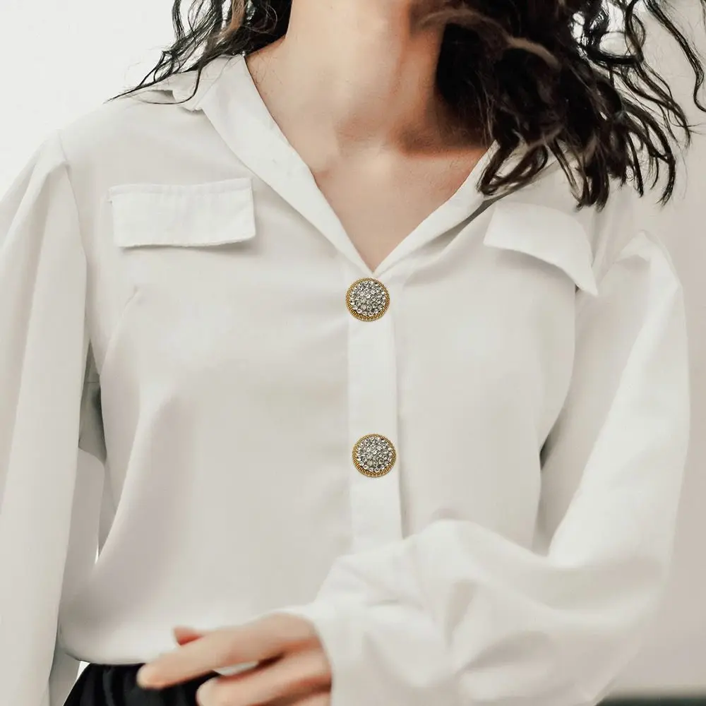 10Pcs Fashion Metal Rhinestone Buttons Shirt Buttons DIY Clothing Sewing Button Needlework Handmade Accessories