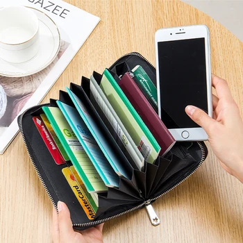 Women's Wallet Genuine Leather Clutch Male Men's Clutch Passport Passbook Bag Multiple Compartments Long Wallets Purse Money Bag - Image 1