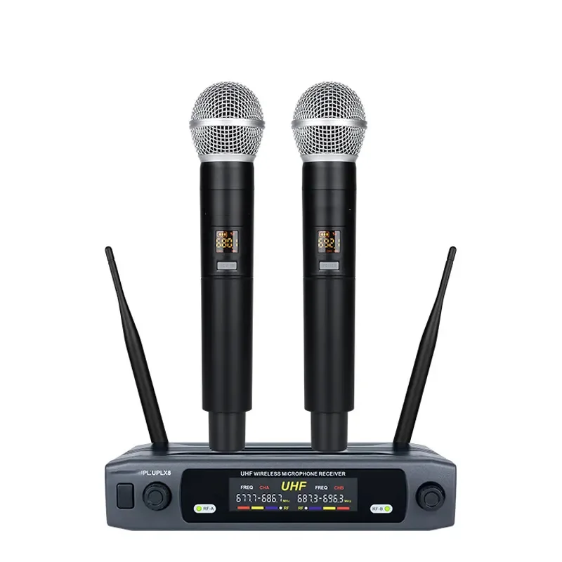 Mini Microfono Portatile A 2 Canali Che Canta Karaoke Mikrofon Studio Registrazione Microfono Dinamico Wireless Uhf