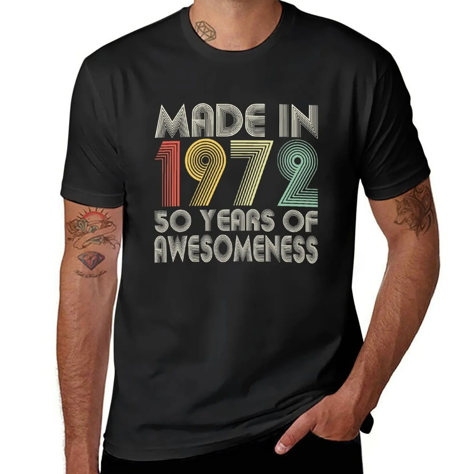 

New Vintage Made In 72 50 Years Of Awesomeness 1972 Birthday Vintage T-Shirt Aesthetic clothing tops mens funny t shirts