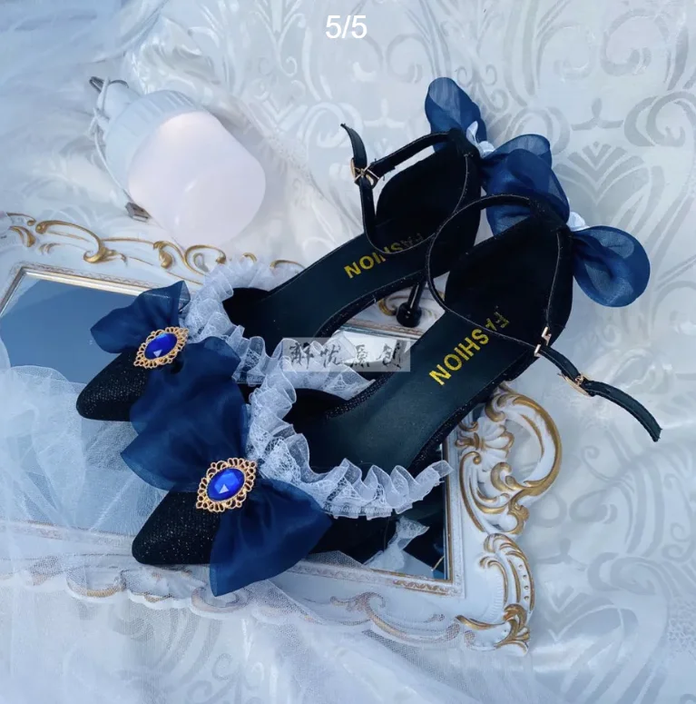 ロリータ-女性用ハイヒール,エレガントな先のとがったサンダル,高級靴