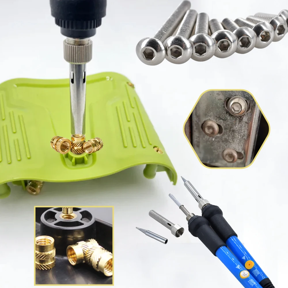 M2M3M4 Allen Bolt ISO7380 Hexagon Screw Brass Hot Melt Insert Knurled Nut For 3D Printer Soldering Iron Insertion Electric Tool