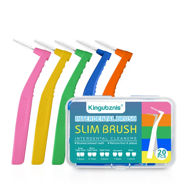 Kingubznis 20 pièces brosse interdentaire pour l'orthodontie dentaire propre entre les outils de nettoyage des dents Mini brosse douce avec couvercle anti-poussière 1