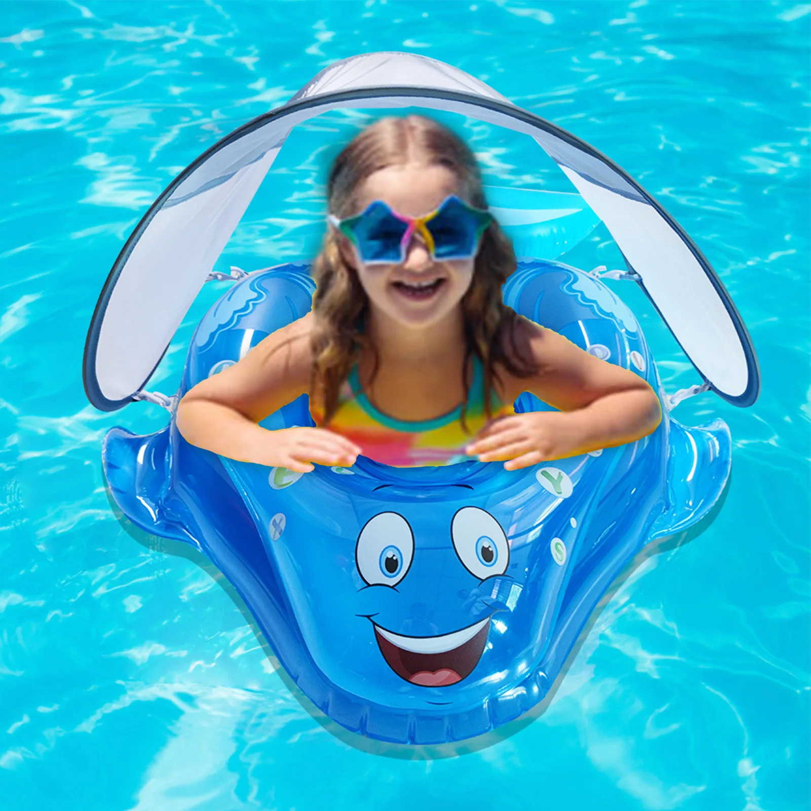 Baby Pool Inflatable Float Infant Pool Floating Boat With Sun Canopy