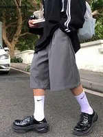 Mauroicardi Spring Summer Loose Casual Soft Grey Pleated Shorts for Men with High Waist Short Straight Pants Korean Clothes 2024 - Image 5