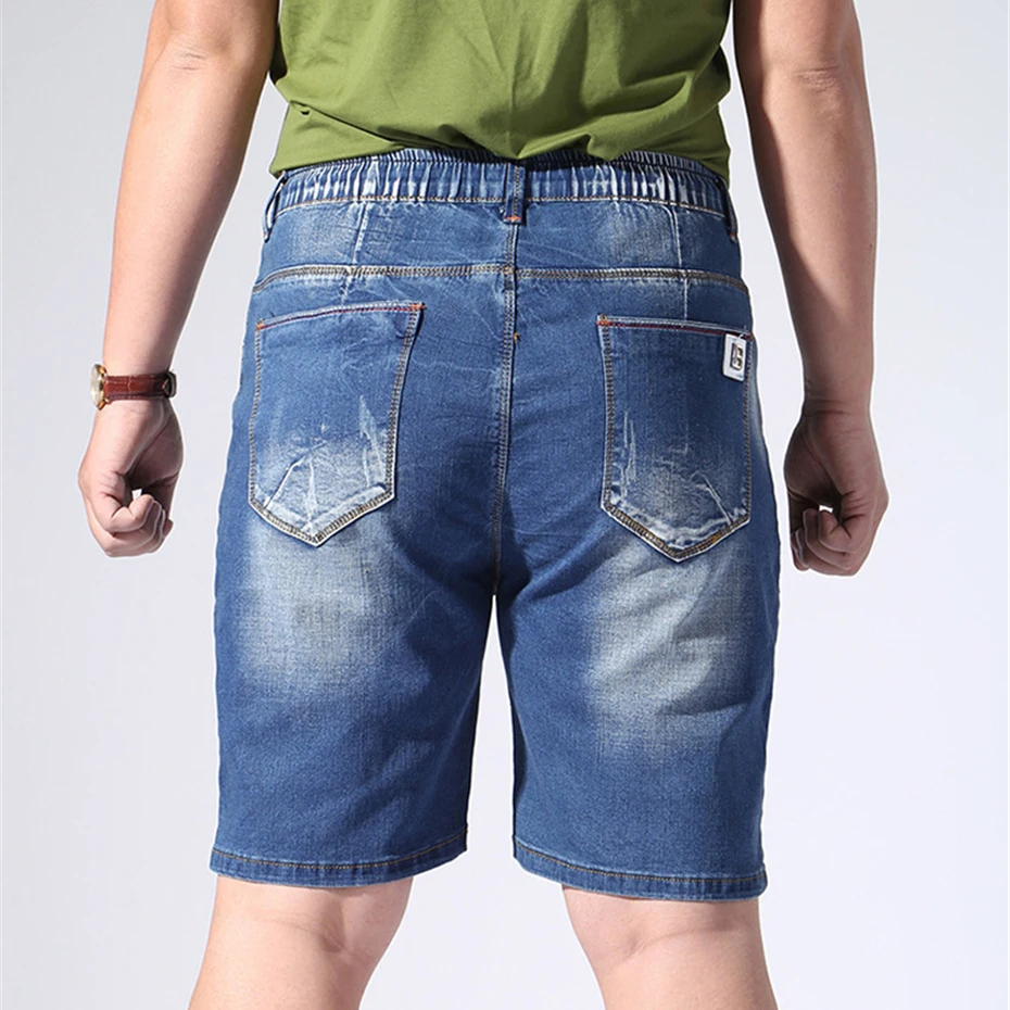 Plus Szie 9XL Denim Shorts Men Summer Elastic Waist Jeans Shorts Baggy Cargo Fashion Streetwear Short Pants Male Big Size denim shorts summer jeans shorts