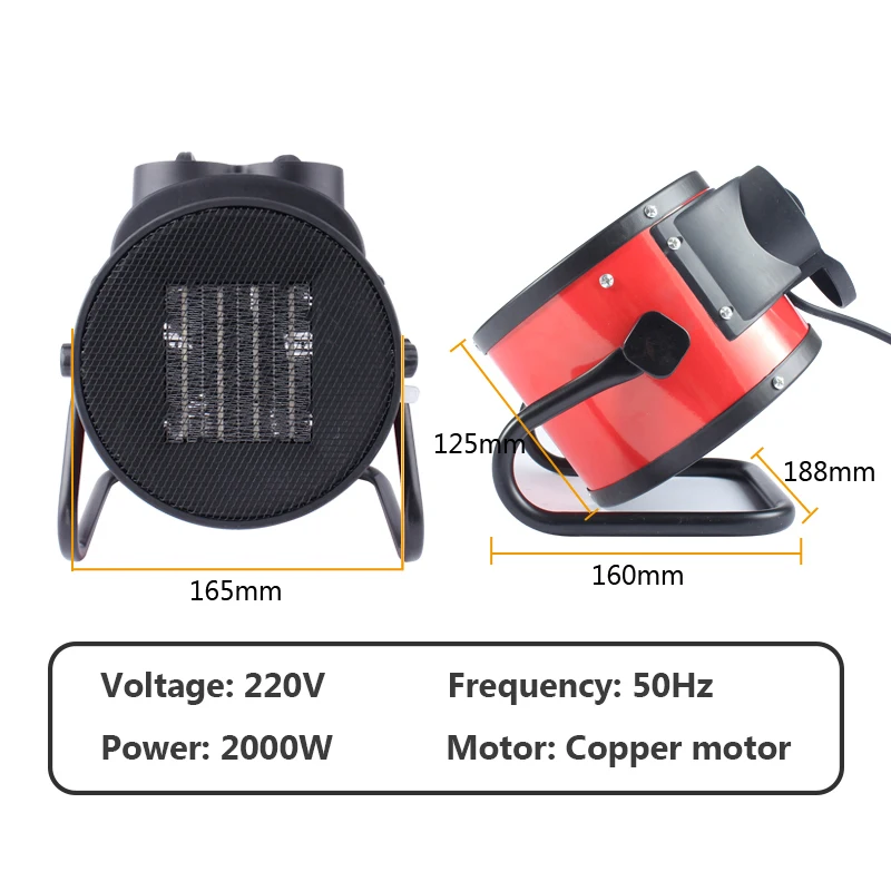 Portable industrial Electric heater Thermostat air warmer radiator room heater 2KW fast heat 3 Gear adjust overheat protection 4