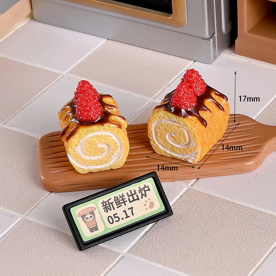 9 Stück Puppenhaus im Maßstab 1:12, Miniatur-Dessert, Obstkuchen, Spielküche, Lebensmittel für Puppenzubehör – Detail 10
