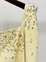 HIGH QUALITY Newest Fashion 2026 Designer Vestido Women's Square Collar Beading Diamonds Long Sleeve Maxi Dress - Image 6