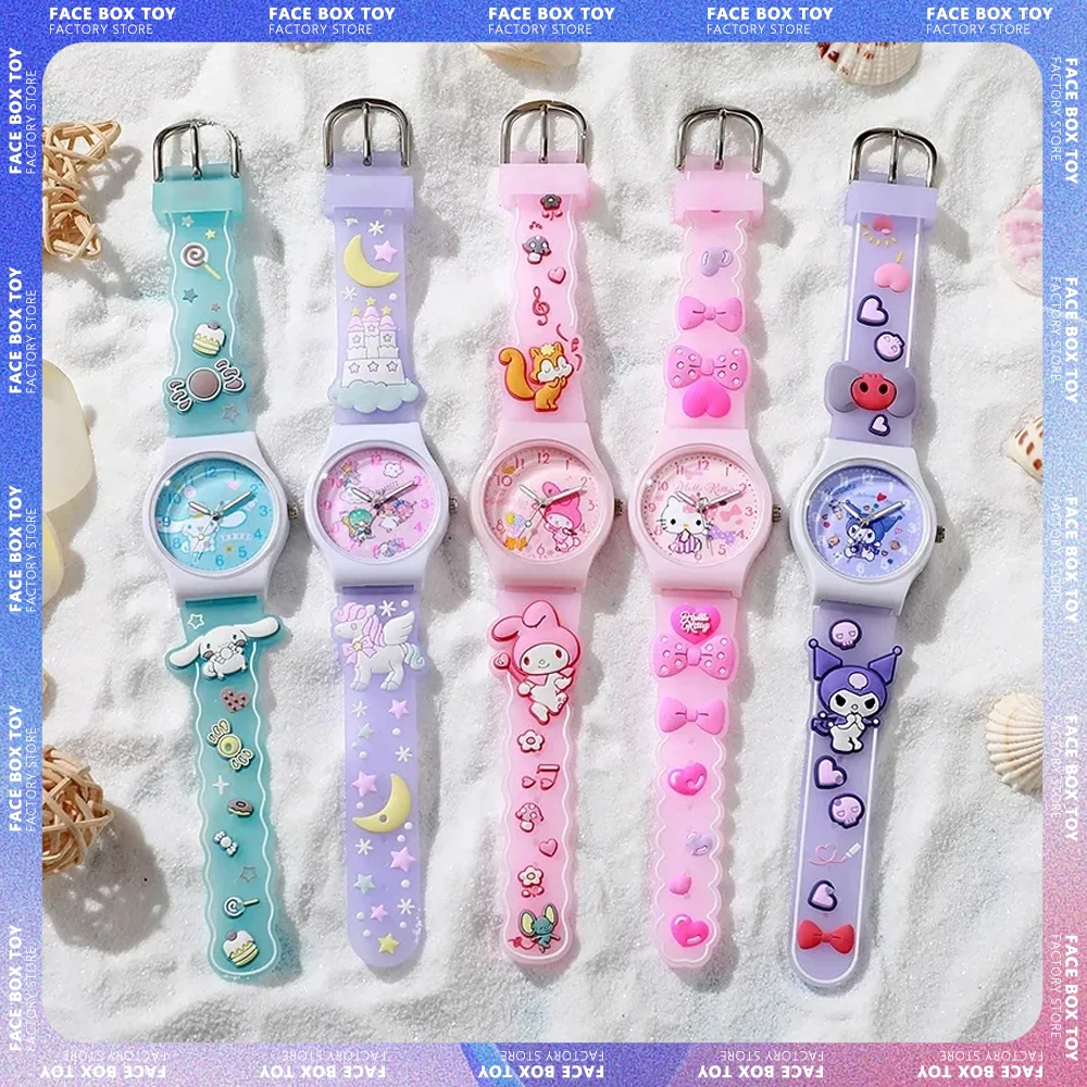 

Sanrio Child Wrist Watch 3D Hello Kitty Cinnamoro Waterproof Pattern Quartz Watch Kuromi Cartoon Silica Gel watchband Kids Gift