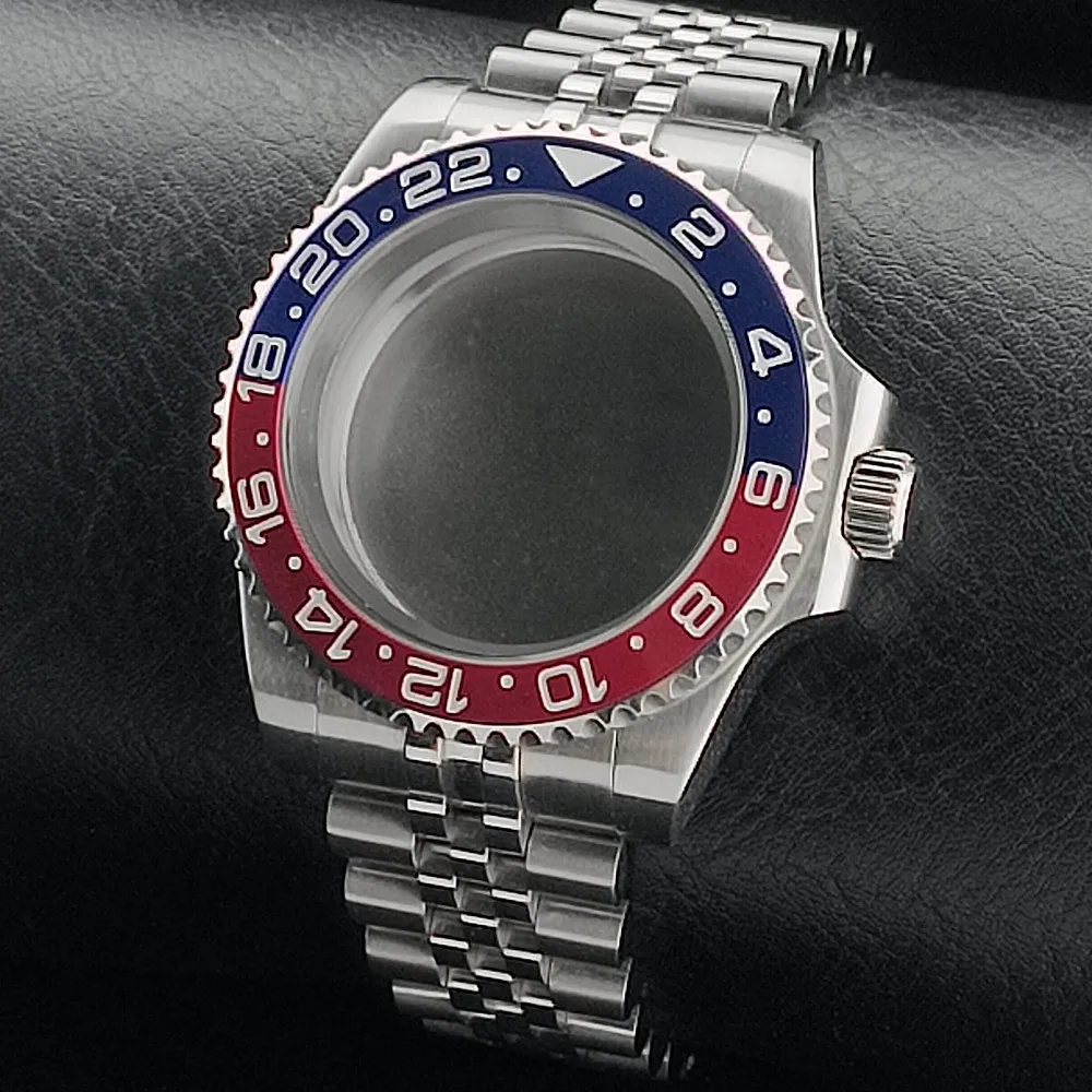 Premium GMT Watch Case with Bidirectional Sapphire Bezel and Slide Buck, 40MM, 5Bar Water Resistance