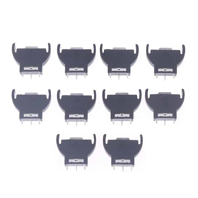 최신 10Pcs 검정색 플라스틱 CR2032 2032 3V 반원형 셀 코인 수직 배터리 홀더 배터리 소켓 케이스 모듈 배터리 박스
