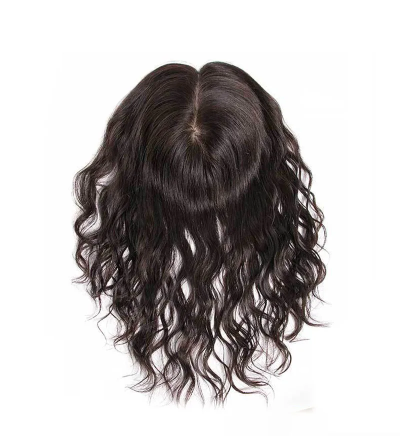 Soft Long Kinky Curly Human Hair Topper With Clips In10x12 Silk Top Virgin European Hair Toupee for Black Women Fine Hairpiece