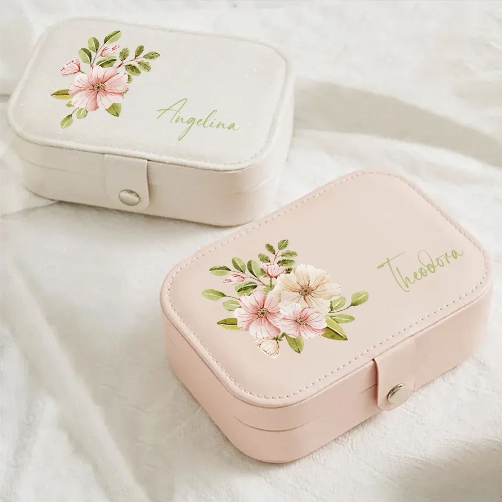 Elegant Personalized Purple Flower Jewelry Box with Custom Name – Perfect Gift