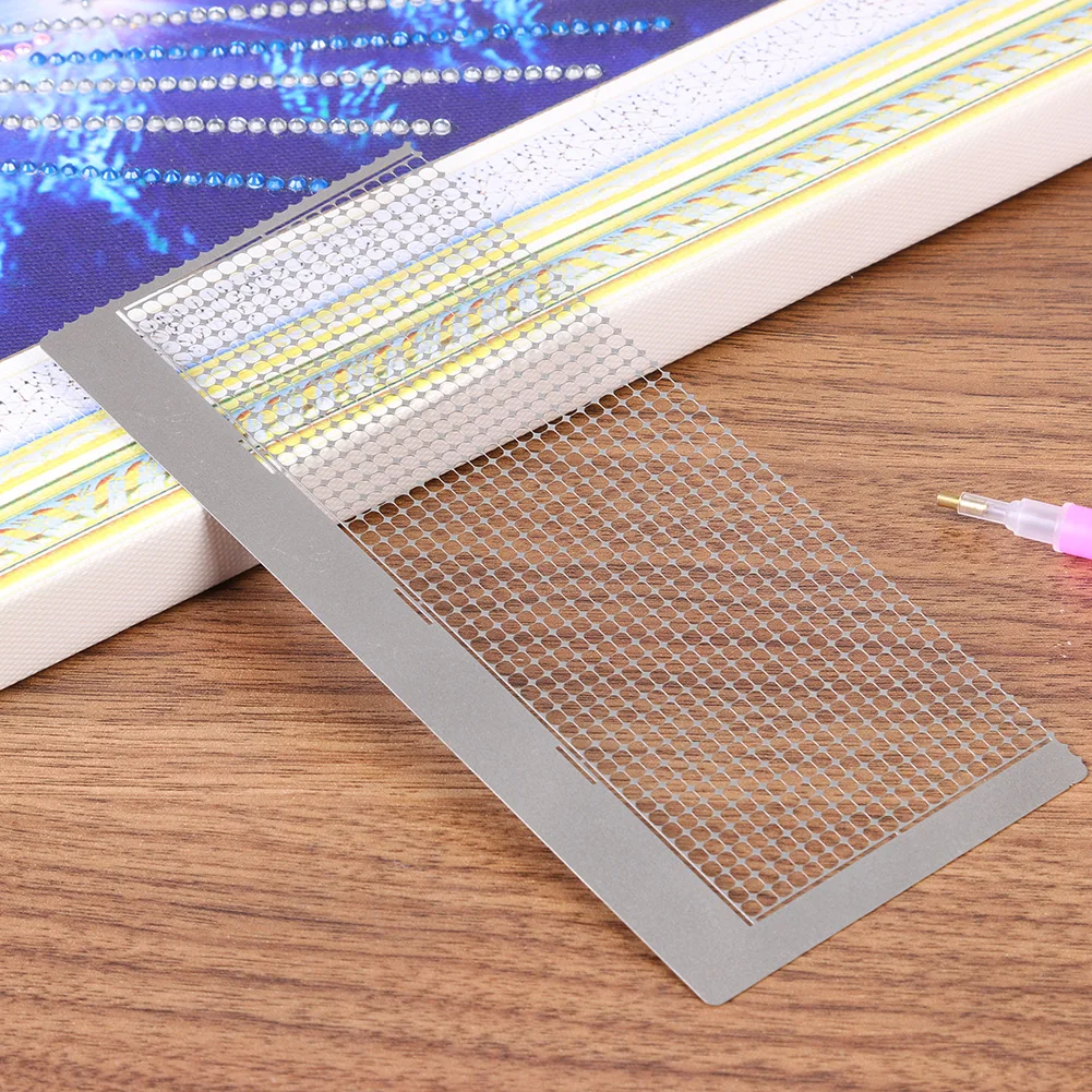 5D Diamond Painting Ruler 1220 Holes Metal Diamond Pasted Painting Ruler 155x70mm Round Drill Adjustment Fix Tool for Art Crafts