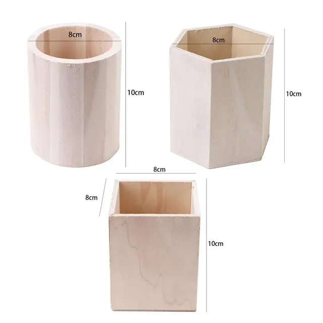 Lovely Wooden Pen Holder Fashion Multifunctional Stationery Storage Box Office Organizer Simplicity Pencil Container 6