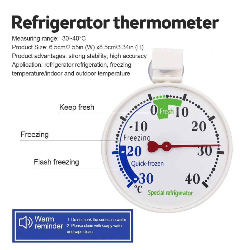 Description Picture 4 of itemMini Fridge Refrigeration Temperature Gauge Measurement Tools Circular Thermometer Refrigerator Freezer Thermometer -30~40℃
