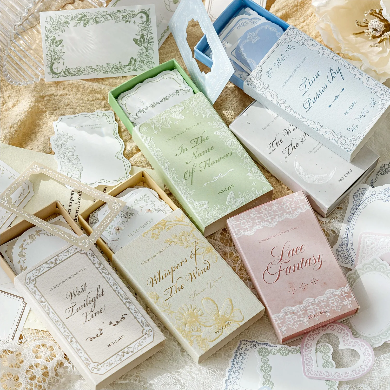 30pcs/boxed Vintage matchbox letterpress relief note paper Creativity writable Decorative paper