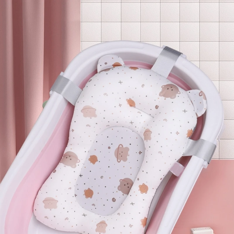 

Cartoon Bear Baby Shower Bath Tub Net Adjustable Non-Slip Newborn Bathtub Mat Pad Safety Baby Body Support Bath Seat Cushion