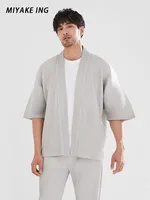 Miyake Fold 2024 Spring New Half Sleeve Suit Daopao Loose Large Size Short Sleeve Logo Coat 2
